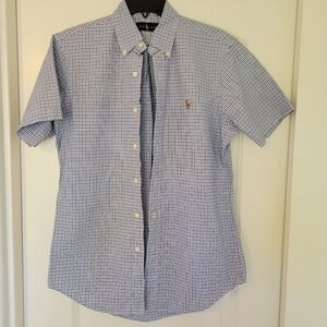 Ralph Lauren Men's Blue Checkered Oxford Button Down Shirt Size Small